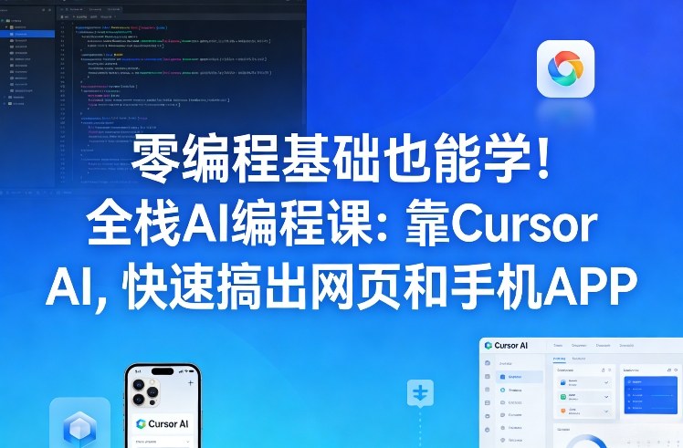 零编程基础也能学！全栈AI编程课：靠Cursor AI，快速搞出网页和手机APP-校睿铺
