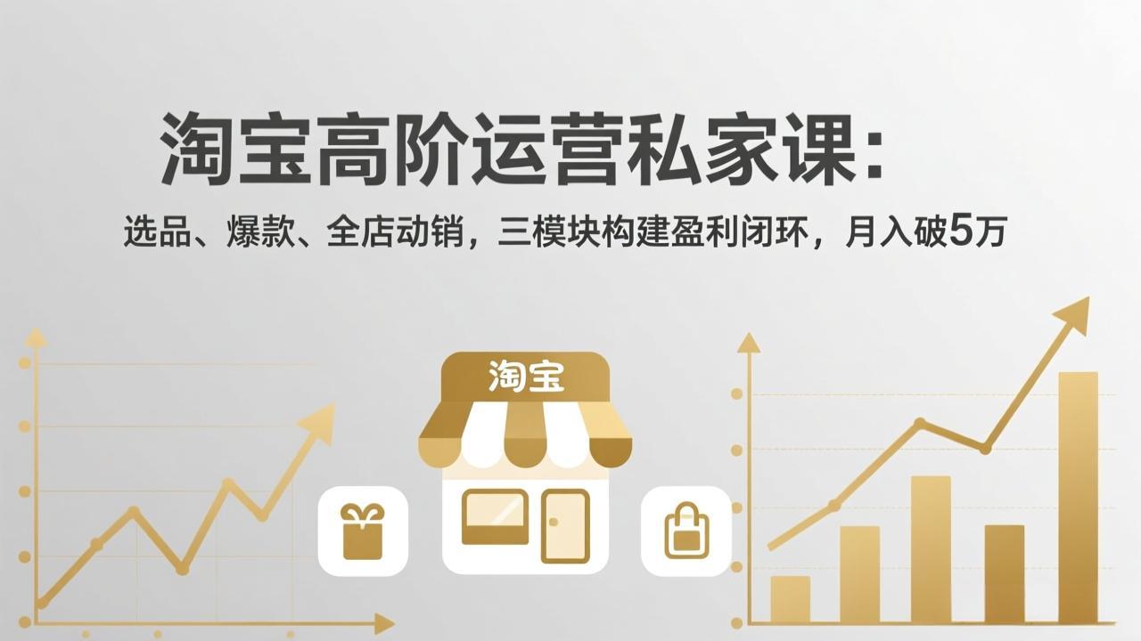 淘宝高阶运营私家课：选品、爆款、全店动销，三模块构建盈利闭环，月入破5万(更新26年2月-校睿铺