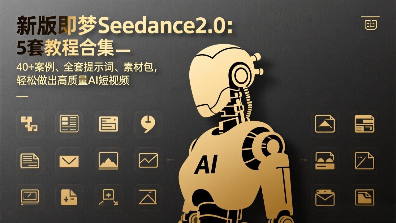 新版即梦Seedance2.0：5套教程合集，40+案例、全套提示词、素材包，轻松做出高质量AI短视频-校睿铺