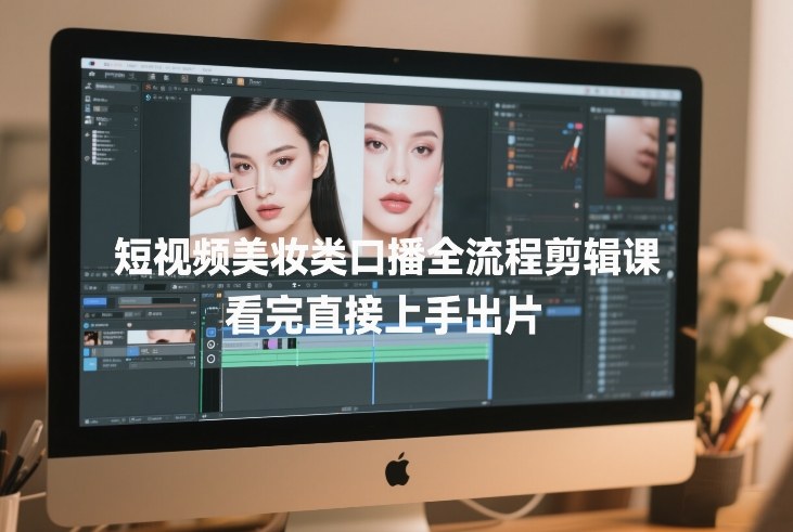 短视频美妆类口播全流程剪辑课，看完直接上手出片-校睿铺