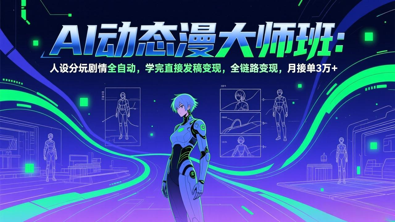 AI动态漫剧大师班：人设分镜剧情全自动，学完直接发稿变现，全链路变现，月接单3万+-校睿铺
