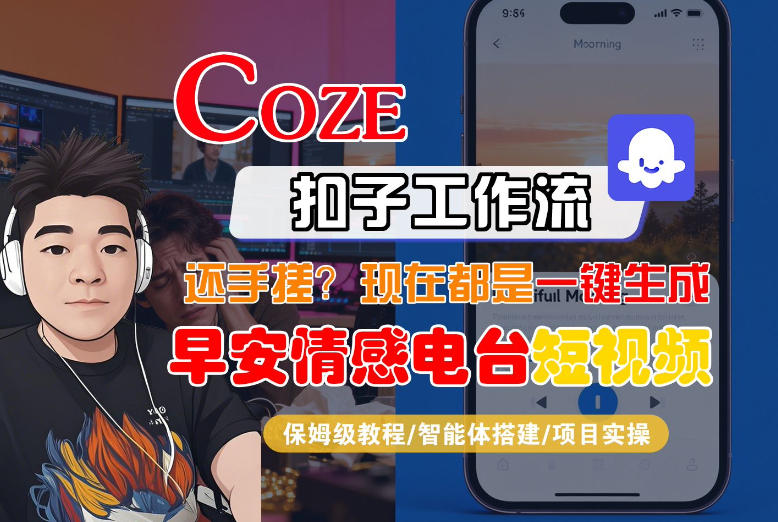 【Coze工作流搭建实操教程】【coze】早安情感电台日签视频还在手动做？用扣子工作流自动生成，省时90%-校睿铺
