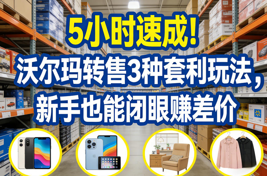 5小时速成！沃尔玛转售3种套利玩法，新手也能闭眼賺差价-校睿铺