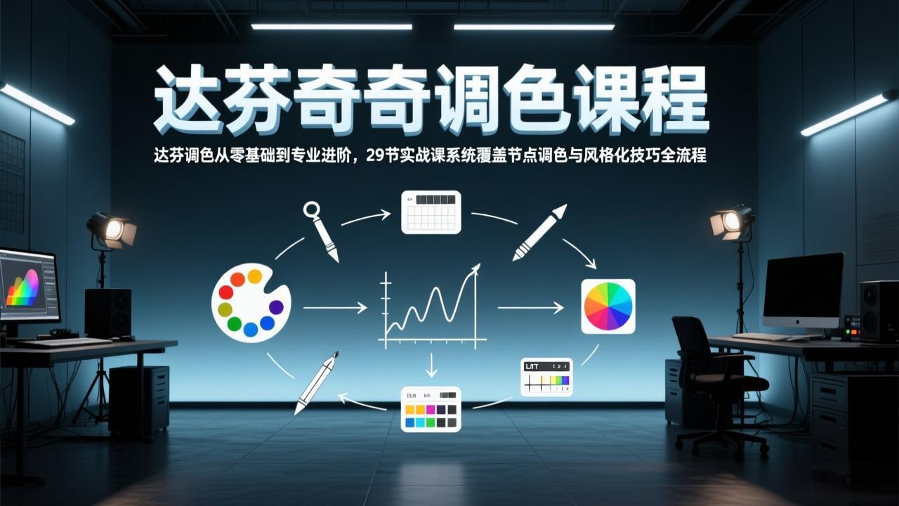 达芬奇调色从零基础到专业进阶，29节实战课系统覆盖节点调色与风格化技巧全流程-校睿铺