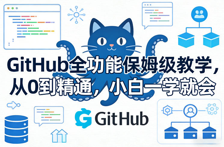 GitHub全功能保姆级教学，从0到精通，小白一学就会-校睿铺