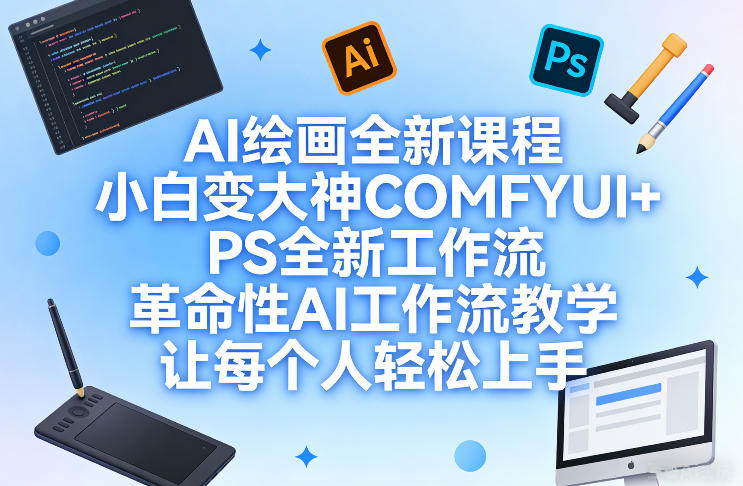 AI绘画全新课程，小白变大神COMFYUI+PS全新工作流，革命性AI工作流教学，让每个人轻松上手-校睿铺