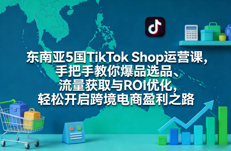 东南亚5国TikTok Shop运营课，手把手教你爆品选品、流量获取与ROI优化，轻松开启跨境电商盈利之路-校睿铺
