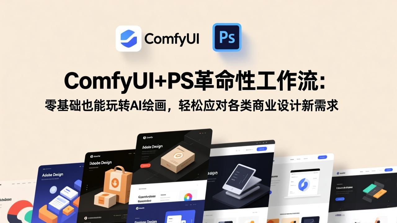 ComfyUI+PS革命性工作流：零基础也能玩转AI绘画，轻松应对各类商业设计新需求-校睿铺