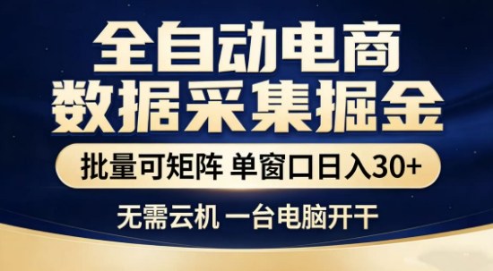 独家电商数据全自动采集项目，批量可矩阵，单窗口轻松日入3张+【揭秘】-校睿铺