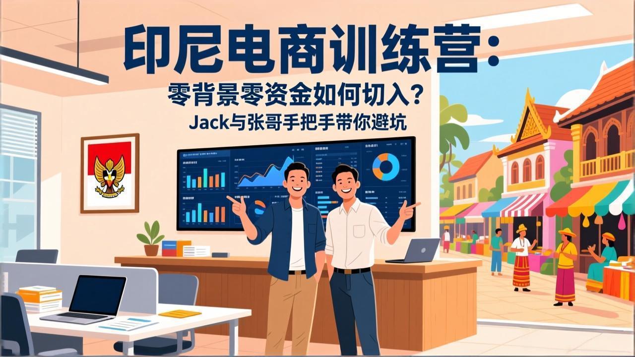 印尼电商训练营：零背景零资金如何切入？Jack与张哥手把手带你避坑-校睿铺