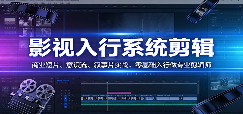 影视系统剪辑，商业短片、意识流、叙事片实战，零基础入行做专业剪辑师-校睿铺