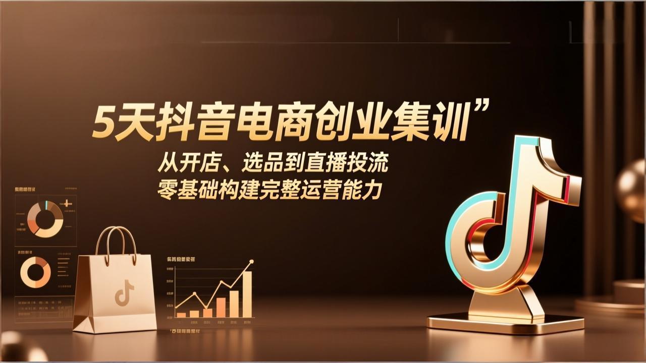 5天抖音电商创业集训：从开店、选品到直播投流，零基础构建完整运营能力-校睿铺
