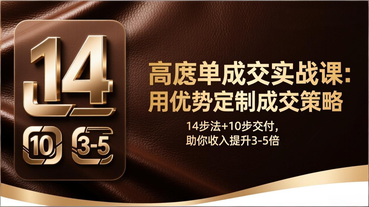 高客单成交实战课：用优势定制成交策略，14步法+10步交付，助你收入提升3-5倍-校睿铺