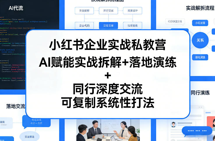 小红书企业实战私教营，AI赋能实战拆解+落地演练+同行深度交流，可复制系统性打法-校睿铺