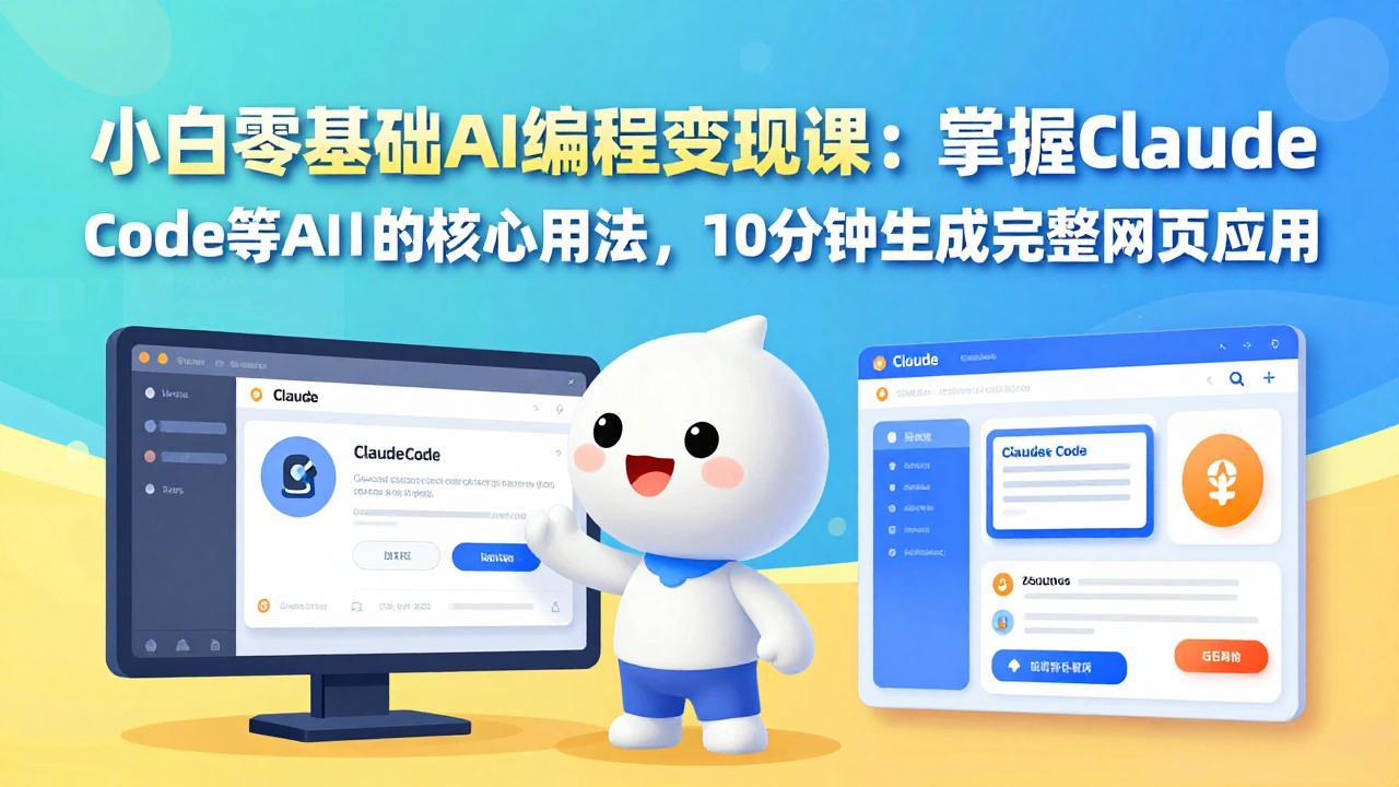 小白零基础AI编程变现课：掌握Claude Code等AI工具的核心用法，10分钟生成完整网页应用-校睿铺