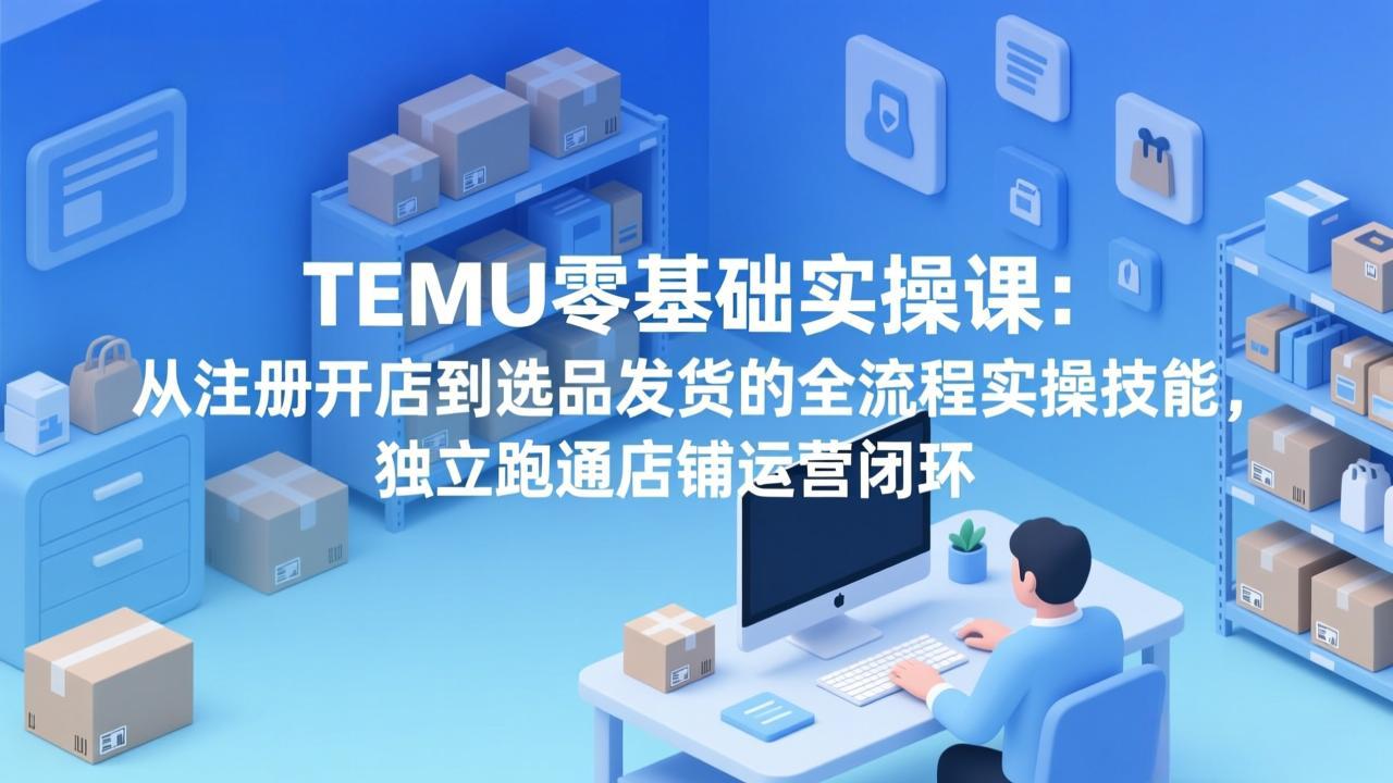 TEMU零基础实操课：从注册开店到选品发货的全流程实操技能，独立跑通店铺运营闭环-校睿铺