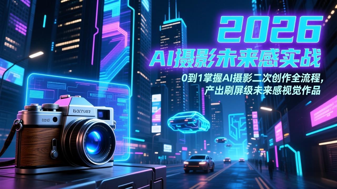 2026 AI摄影未来感实战：0到1掌握AI摄影二次创作全流程，产出刷屏级未来感视觉作品-校睿铺