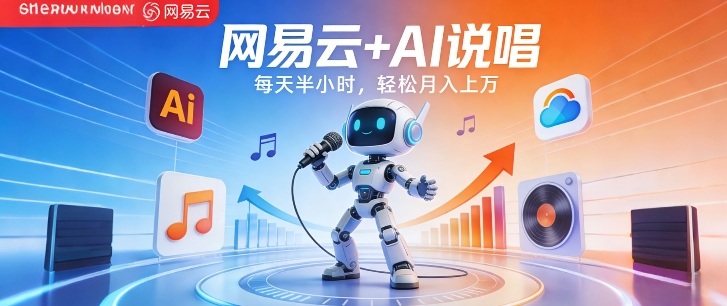 网易云+AI说唱，每天半小时，AI内容创作+流量变现，轻松月入1W-校睿铺