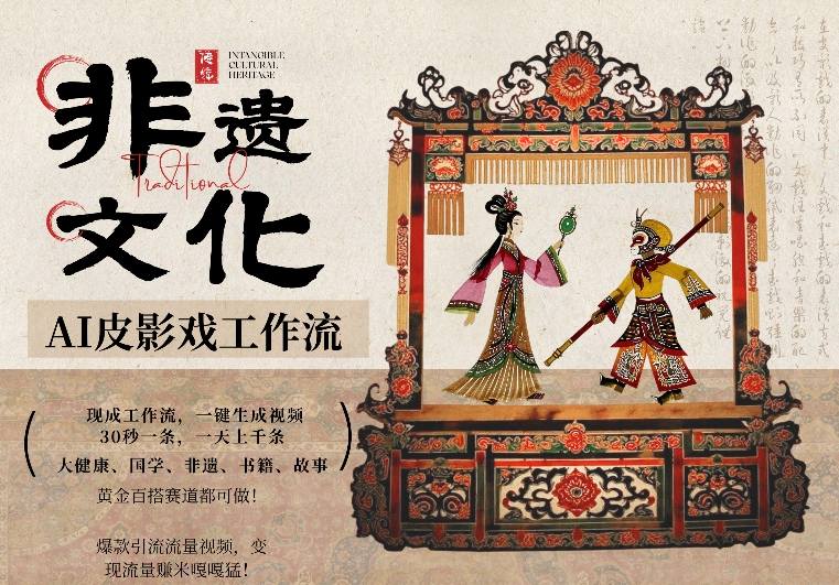 AI一键生成民俗文化非遗皮影戏视频，一刀不剪无需剪辑，30S一条，一天上百条，流量财富嘎嘎猛-校睿铺