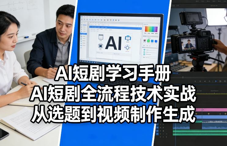 AI短剧学习手册，AI短剧全流程技术实战，从选题到视频制作生成-校睿铺