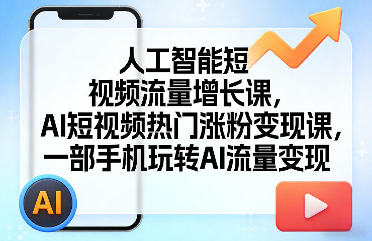 人工智能短视频流量增长课，AI短视频热门涨粉变现课，一部手机玩转AI流量变现-校睿铺