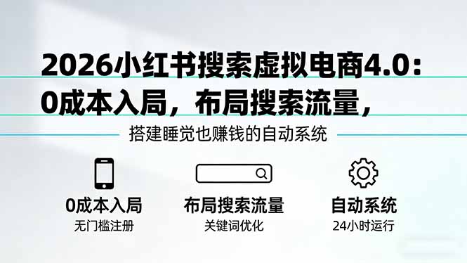 2026小红书搜索虚拟电商4.0：0成本入局，布局搜索流量，搭建睡觉也赚钱的自动系统-校睿铺