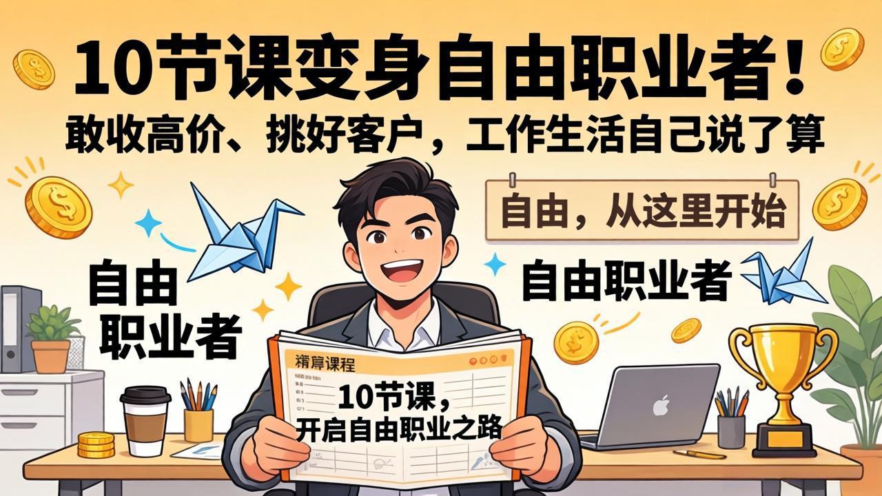 10 节课变身自由职业者！敢收高价、挑好客户，工作生活自己说了算-校睿铺