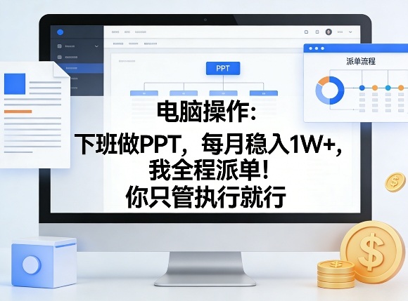 电脑操作：下班做PPT，每月稳入1W+，我全程派单！你只管执行就行【揭秘】-校睿铺