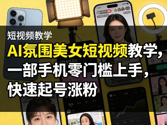 AI氛围美女短视频教学，一部手机零门槛上手，快速起号涨粉-校睿铺