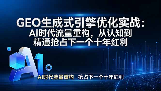 GEO 生成式引擎优化实战：AI时代流量重构，从认知到精通抢占下一个十年红利-校睿铺