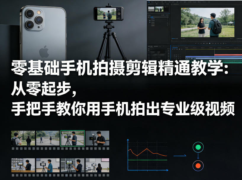 零基础手机拍摄剪辑精通教学：从零起步，手把手教你用手机拍出专业级视频-校睿铺