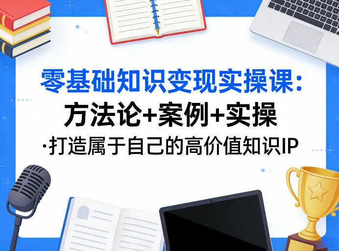 零基础知识变现实操课，方法论+案例+实操，打造属于自己的高价值知识IP-校睿铺
