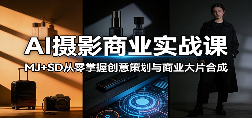 AI摄影商业实战课：MJ+SD从零掌握创意策划与商业大片合成-校睿铺
