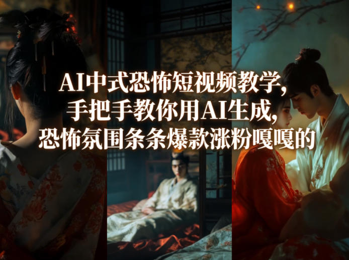 AI中式恐怖短视频教学，手把手教你用AI生成，恐怖氛围条条爆款涨粉嘎嘎的-校睿铺