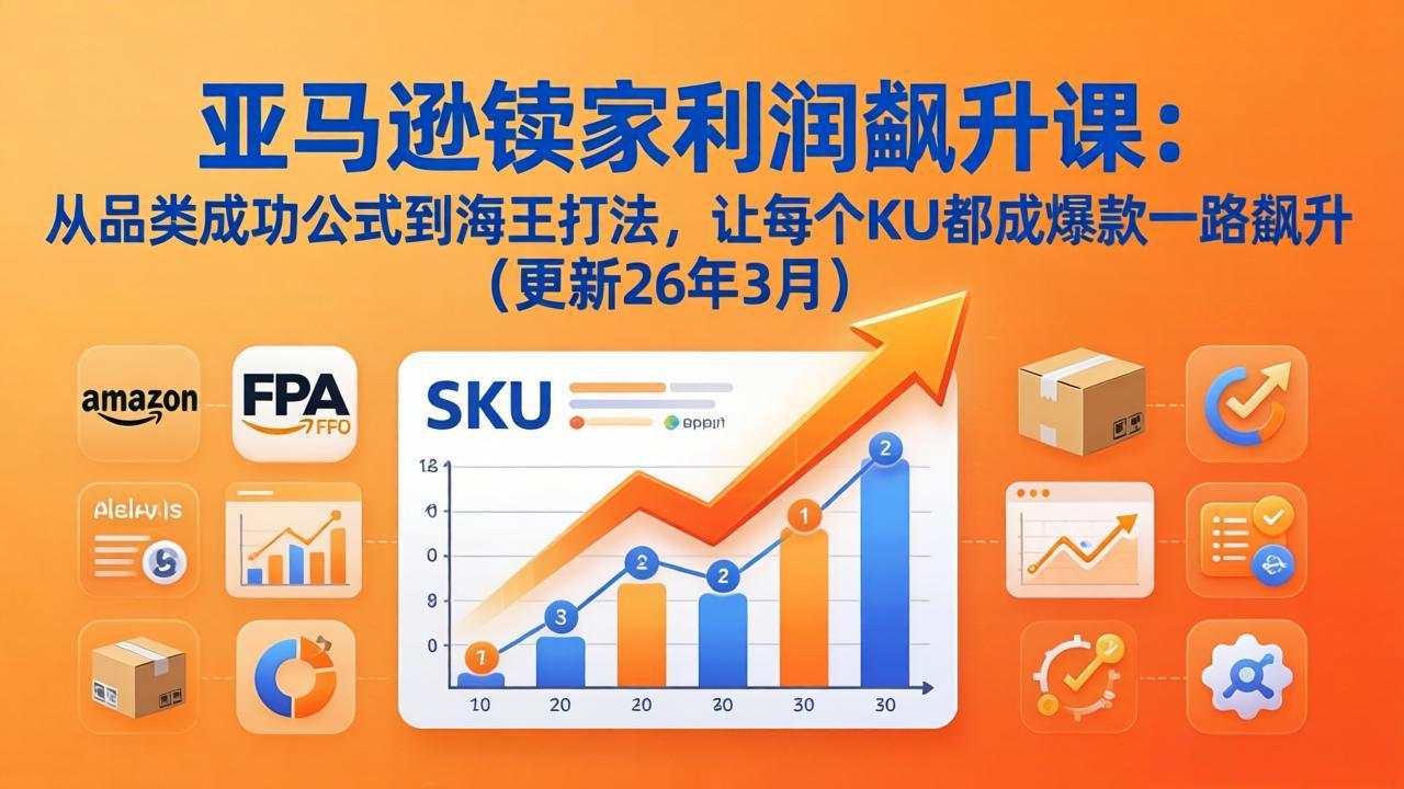 亚马逊卖家利润飙升课：从品类成功公式到海王打法，让每个SKU都成爆款一路飙升(更新26年3月-校睿铺