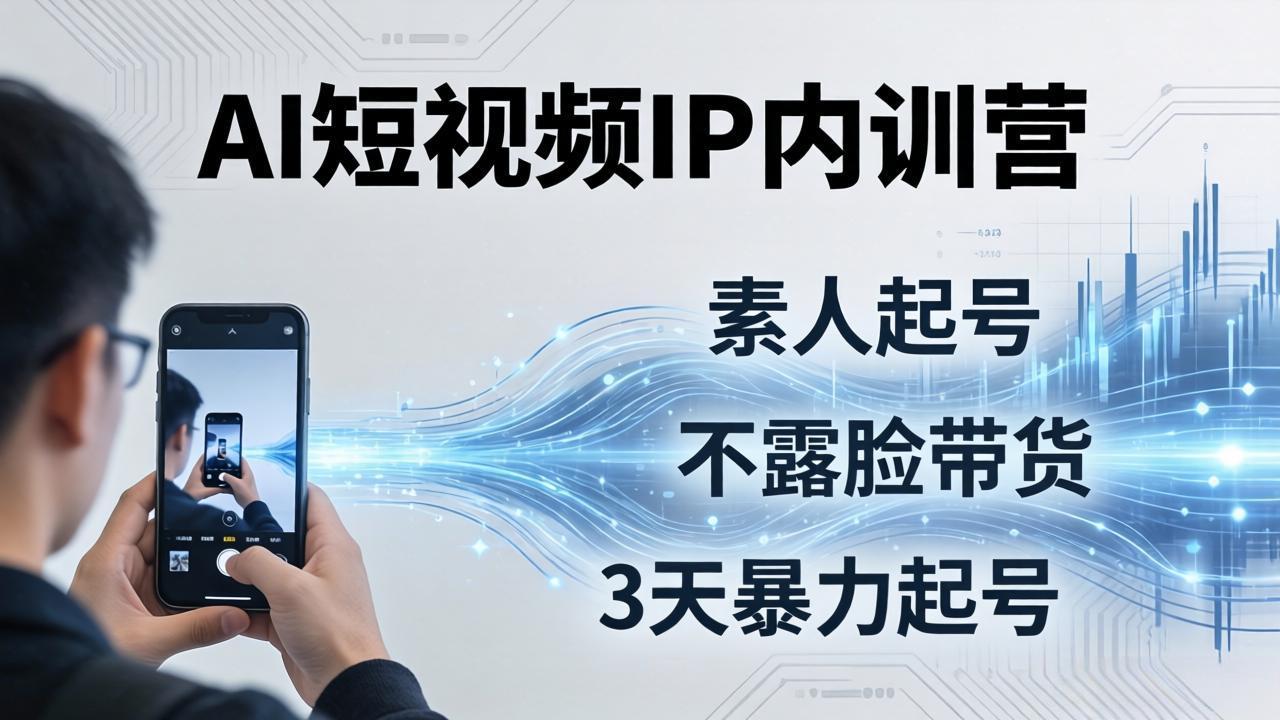 2026AI短视频IP内训营：从素人起号到不露脸带货，3天暴力起号全流程拆解-校睿铺