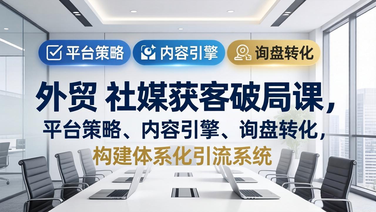 外贸 社媒获客破局课，平台策略、内容引擎、询盘转化，构建体系化引流系统(更新26年3月-校睿铺