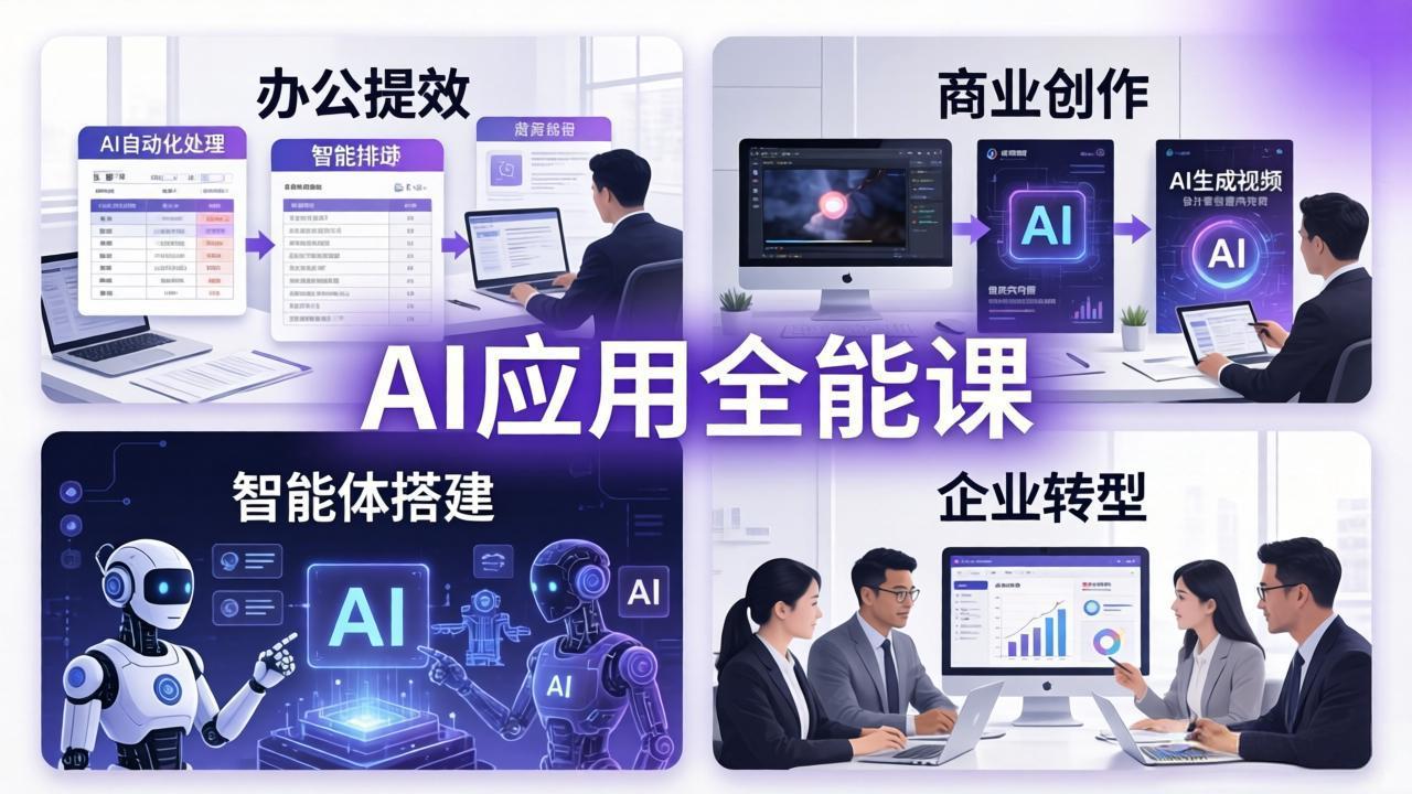 AIGC 应用全能课：办公提效、商业创作、智能体搭建、企业转型，一站式学会AI应用-校睿铺