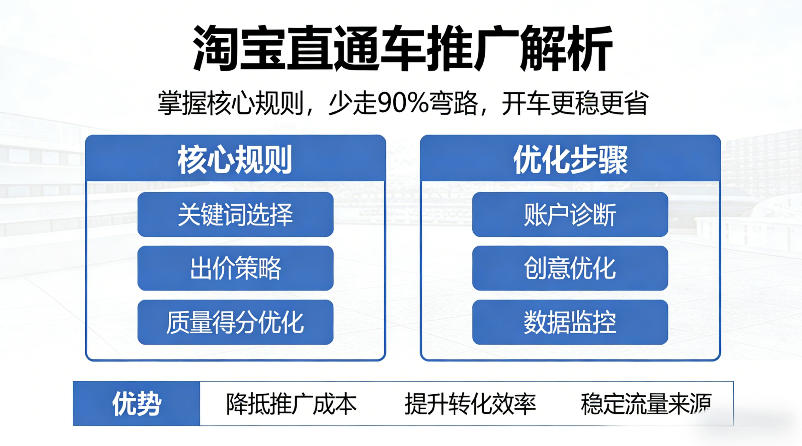 淘宝直通车推广解析，掌握核心规则，少走90%弯路，开车更稳更省-校睿铺