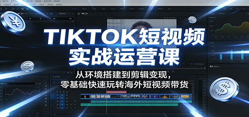 TIKTOK短视频实战运营课：从环境搭建到剪辑变现，零基础快速玩转海外短视频带货-校睿铺