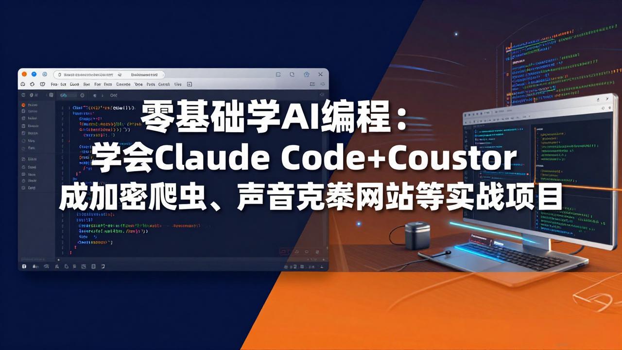 零基础学AI编程：学会Claude Code+Cursor完成加密爬虫、声音克隆网站等实战项目-校睿铺