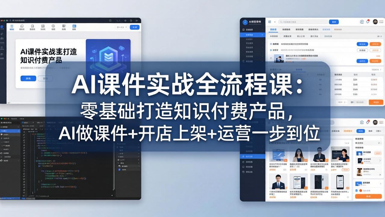 AI课件实战全流程课：零基础打造知识付费产品，AI做课件+开店上架+运营一步到位-校睿铺