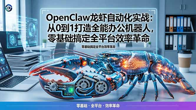 OpenClaw龙虾自动化实战：从0到1打造全能办公机器人，零基础搞定全平台效率革命-校睿铺