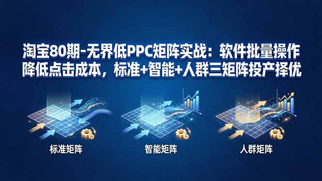 淘宝80期-无界低PPC矩阵实战：软件批量操作降低点击成本，标准+智能+人群三矩阵投产择优-校睿铺