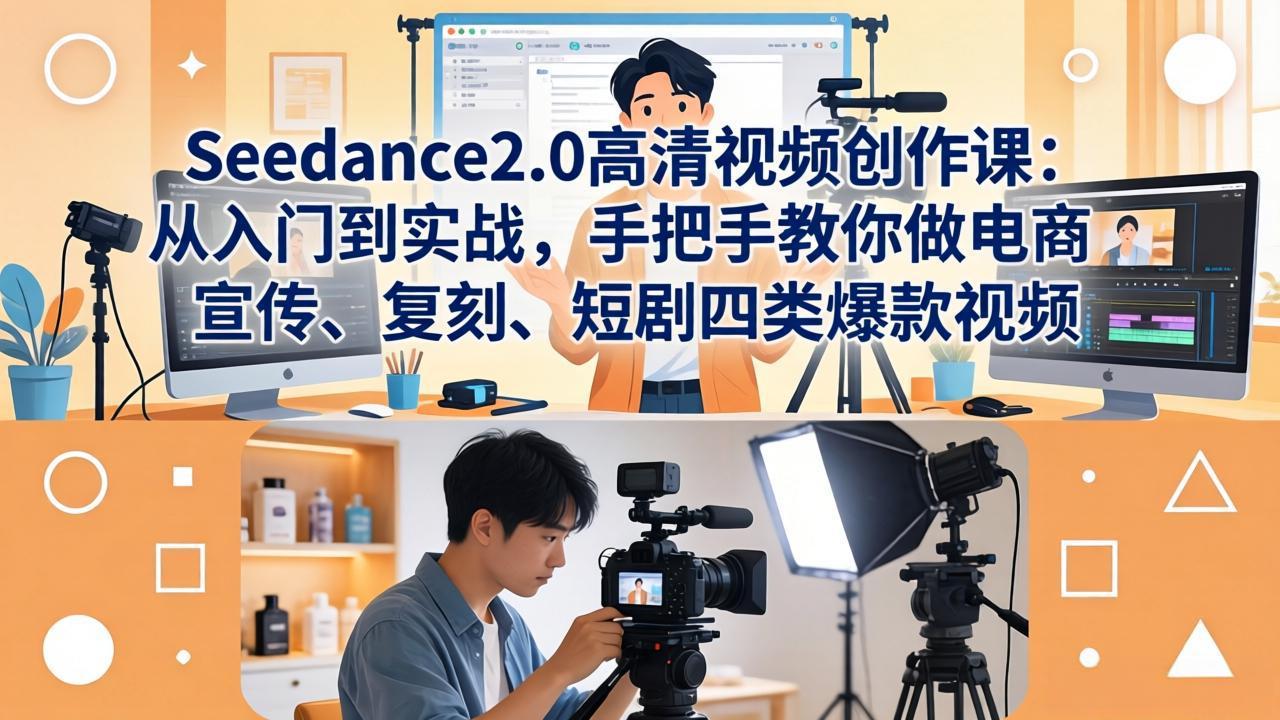 Seedance2.0高清视频创作课：从入门到实战，手把手教你做电商、宣传、复刻、短剧四类爆款视频-校睿铺