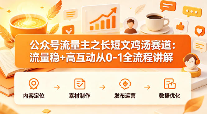公众号流量主之长短文鸡汤赛道，流量稳+高互动，从0-1全流程讲解-校睿铺