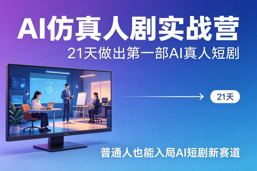 AI仿真人剧实战营，21天做出第一部AI真人短剧，普通人也能入局AI短剧新赛道(更新)-校睿铺