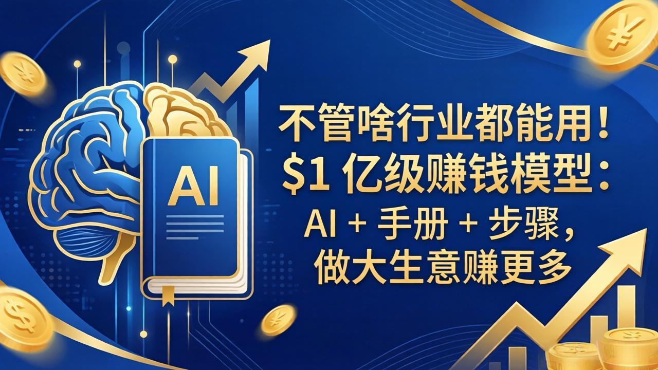 不管啥行业都能用！$1 亿级赚钱模型：AI + 手册 + 步骤，做大生意赚更多-校睿铺