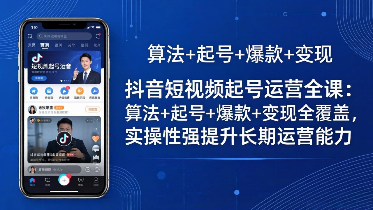 抖音短视频起号运营全课：算法+起号+爆款+变现全覆盖，实操性强提升长期运营能力-校睿铺