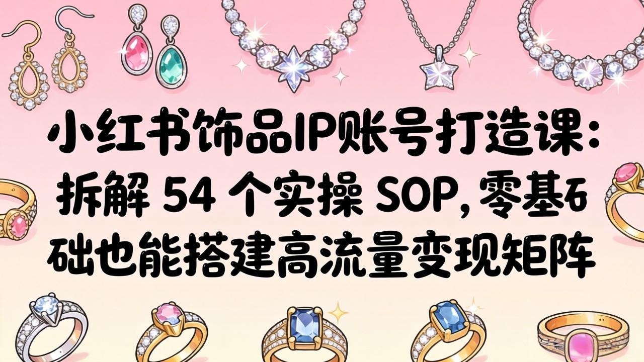 小红书饰品IP账号打造课：拆解 54 个实操 SOP，零基础也能搭建高流量变现矩阵-校睿铺